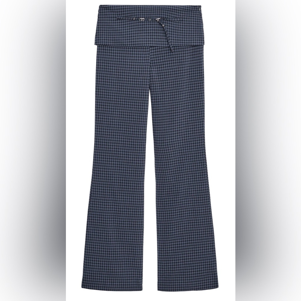 Zara Blue Check Flare Pants